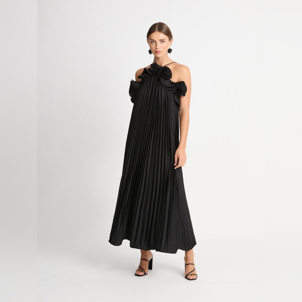 Formal rosette halter dress